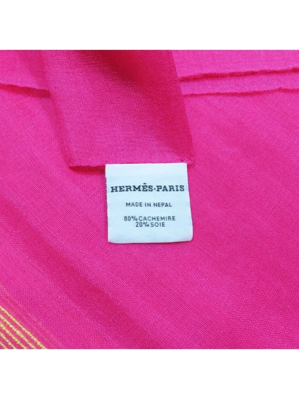 Hermes Cashmere Silk Large Shawl Plume Stitching Scarf Pink